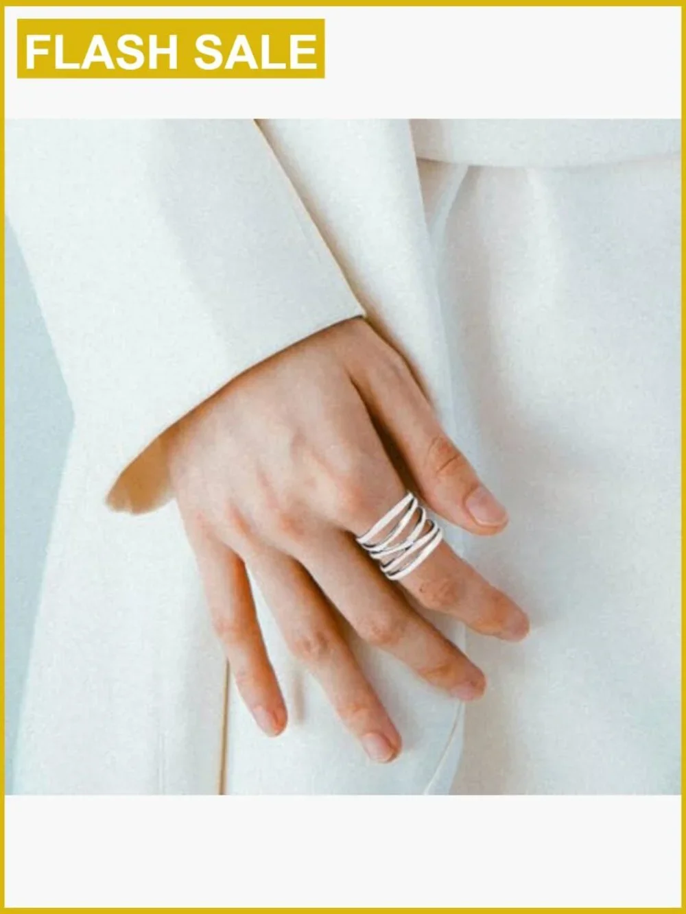 S925 Sterling Silver Chunky Knot Band Ring Women Wide Stacking